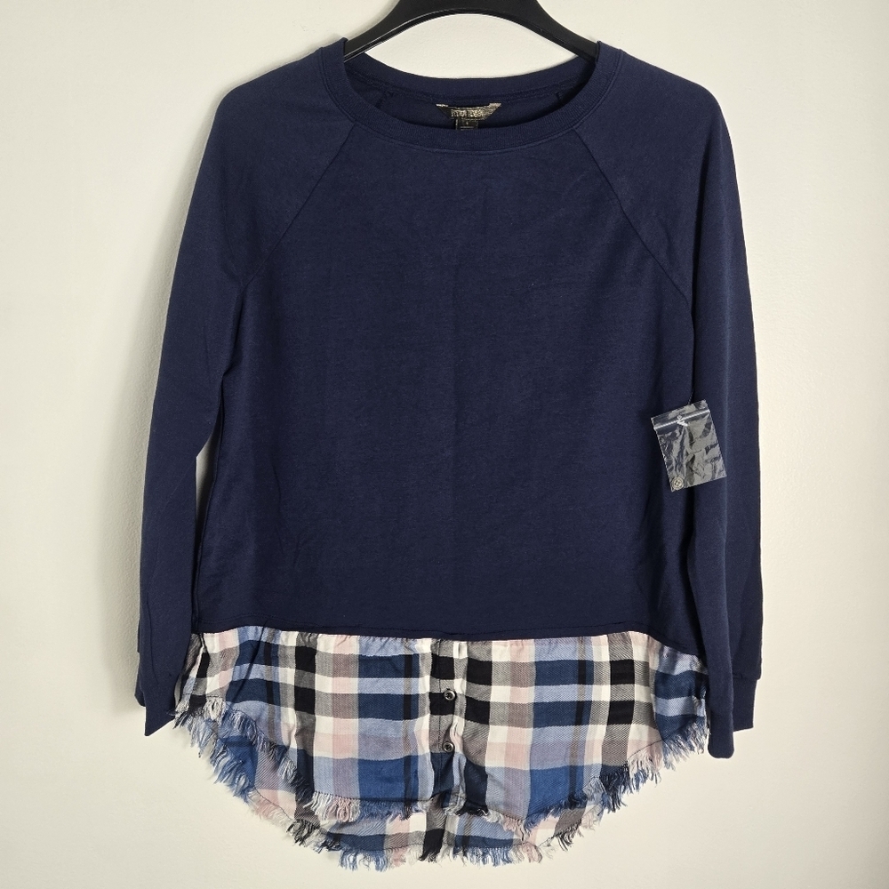 Evereve Peyton Jensen Lon Sleeves Navy Top Blouse